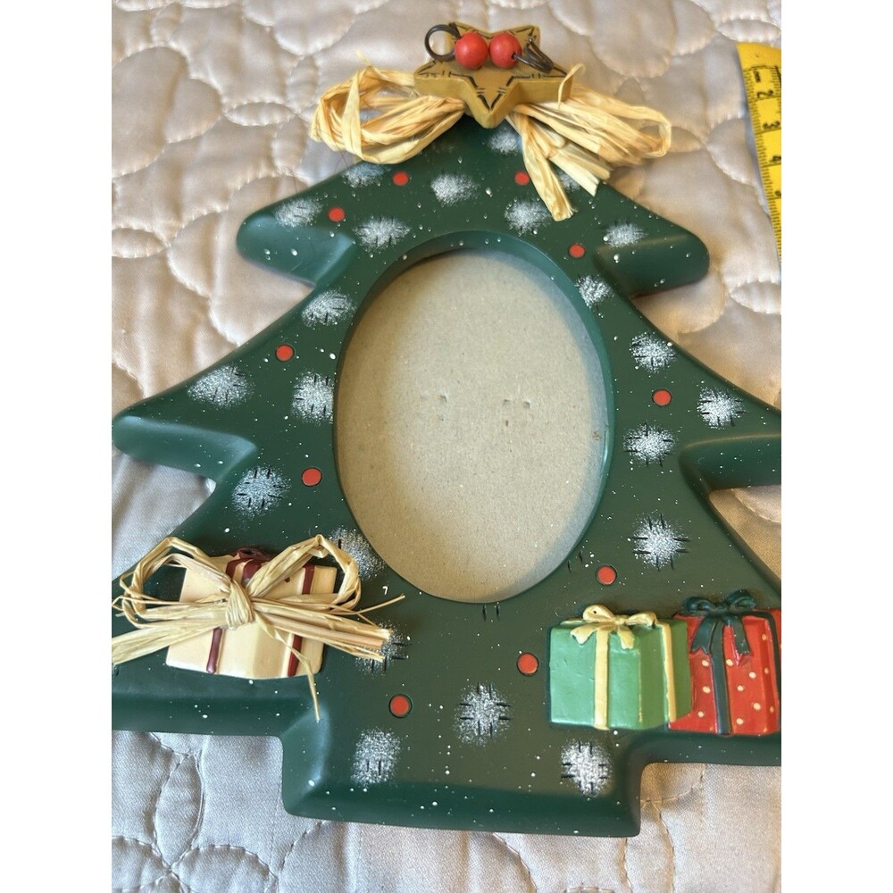Festive Green Christmas Tree Photo Frame